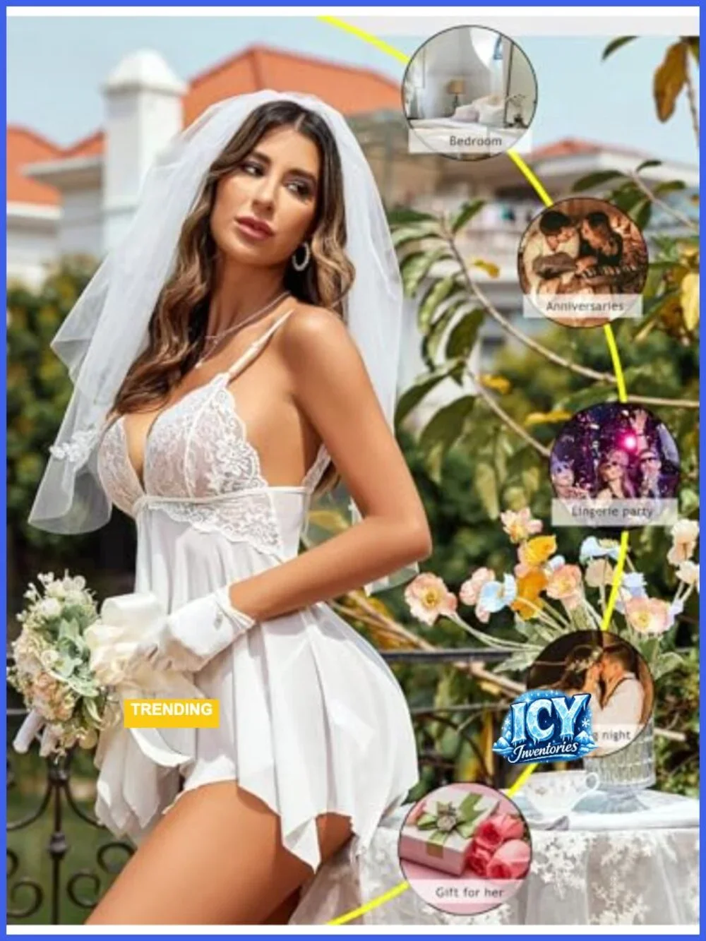 Front Closure Lace Babydoll Chemise Maternity Lingerie Set with G-String